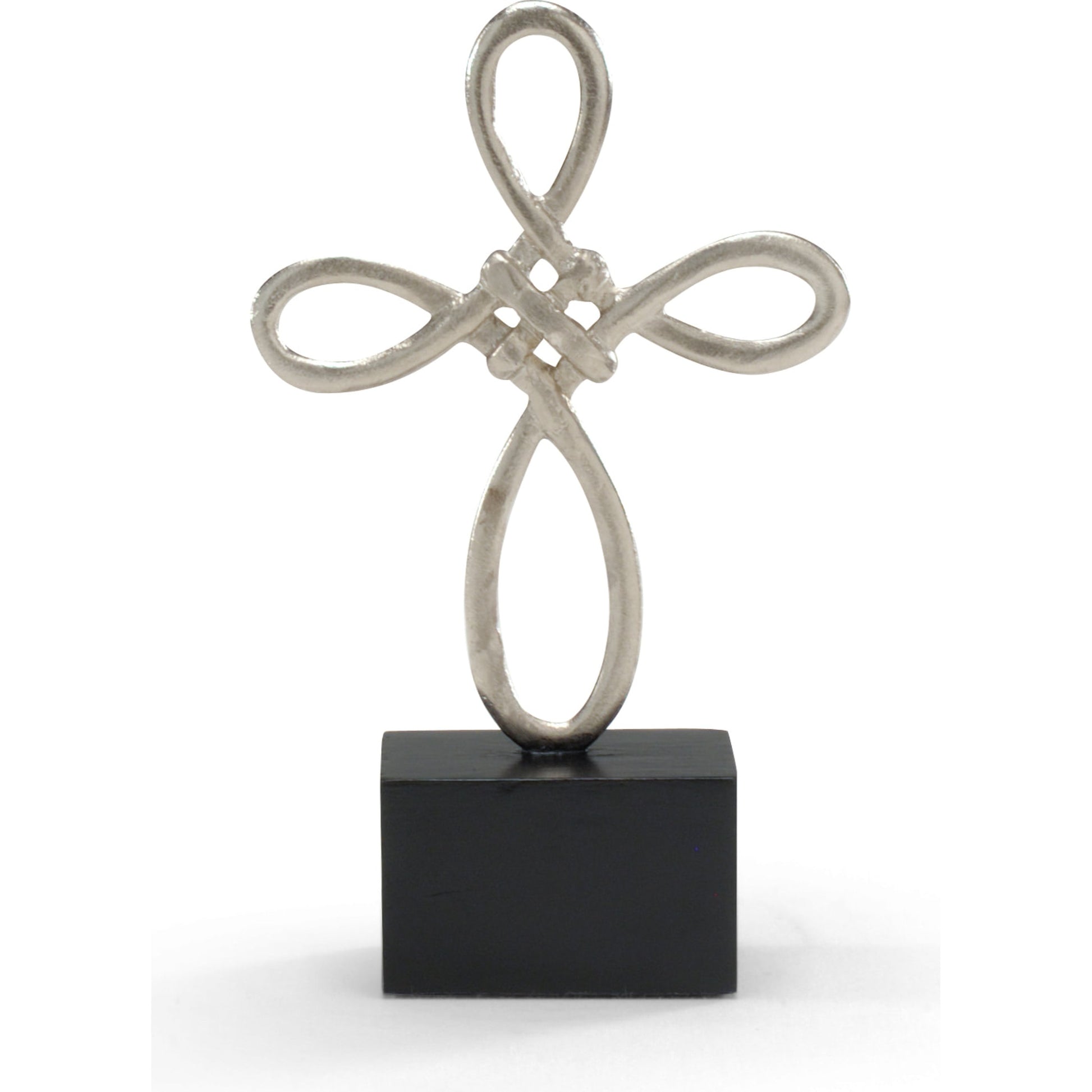 Celtic Cross-Rounded by Wildwood in wood plinth. Made from cast alloy in a transitional style.