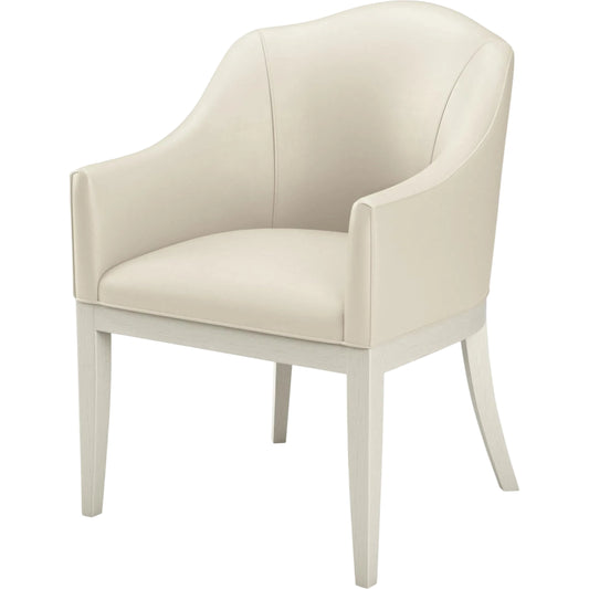 Grace Dining Chair by Global Views in antique white. Made from rubberwood, milk leather is pfas-free in a transitional style.