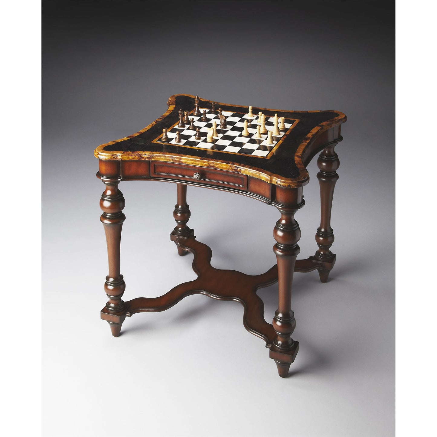 004 O-BUTLER-2955070 | Additional Silo | Enrique Game Table by Butler Specialty Company in assorted and heritage. Made from wood solids, wood products, wood veneers, pen shell inlays in a traditional style.
