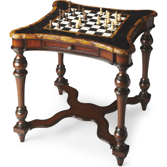 Enrique Game Table by Butler Specialty Company in assorted and heritage. Made from wood solids, wood products, wood veneers, pen shell inlays in a traditional style.