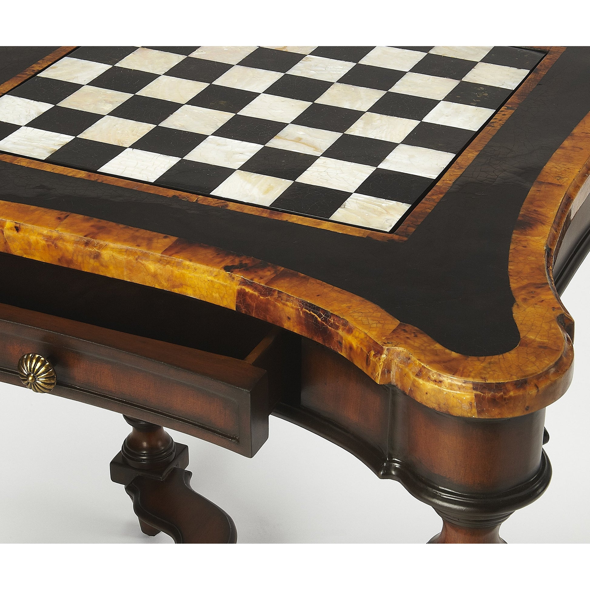 Enrique Game Table by Butler Specialty Company in assorted and heritage. Made from wood solids, wood products, wood veneers, pen shell inlays in a traditional style.
