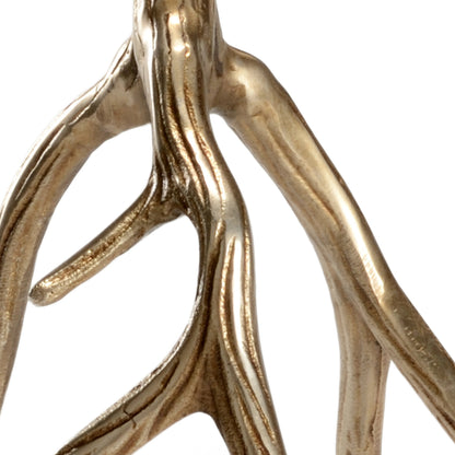 Antler Hall Candlesticks by Wildwood in antique brass. Made from cast aluminum in a modern style.