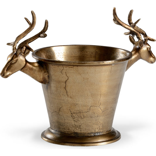 Village Champagne Chiller by Wildwood in gold. Made from cast aluminum in a rustic style.