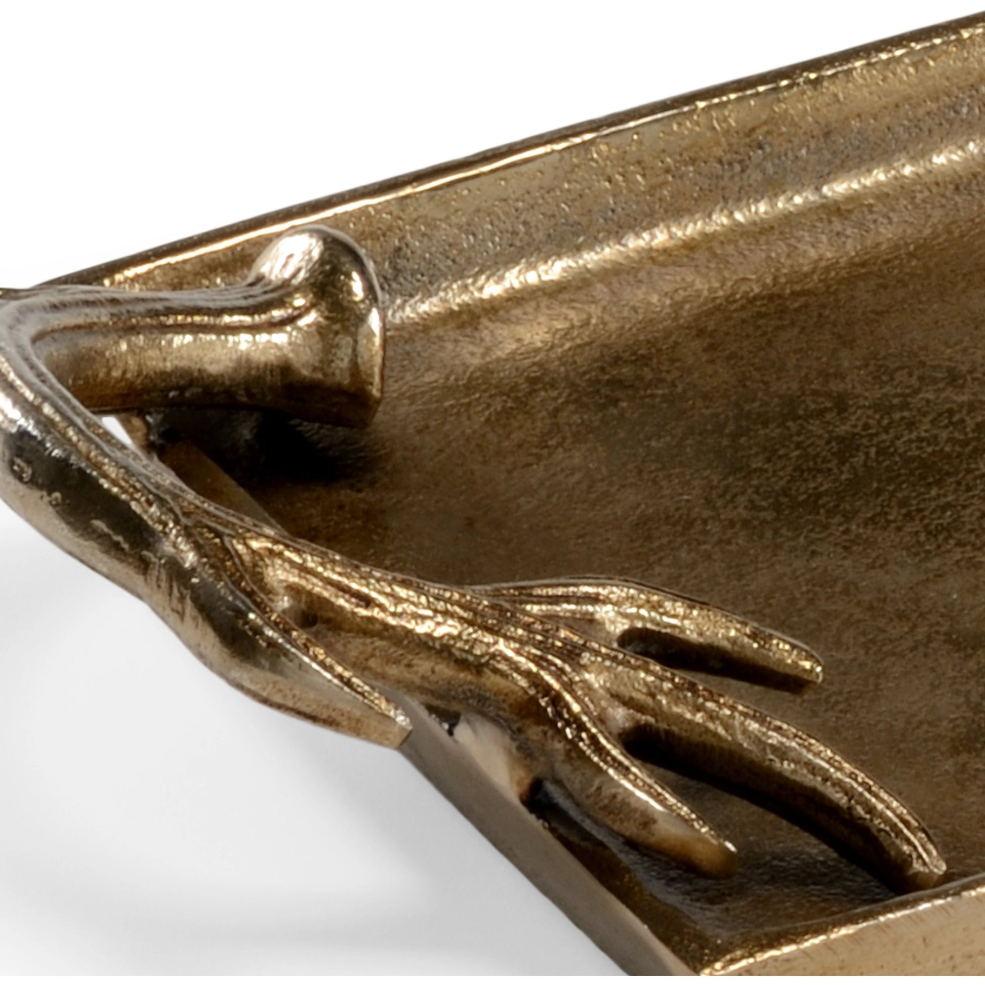 Diana Rectangular Tray by Wildwood in antique brass. Made from cast aluminum in a modern style.