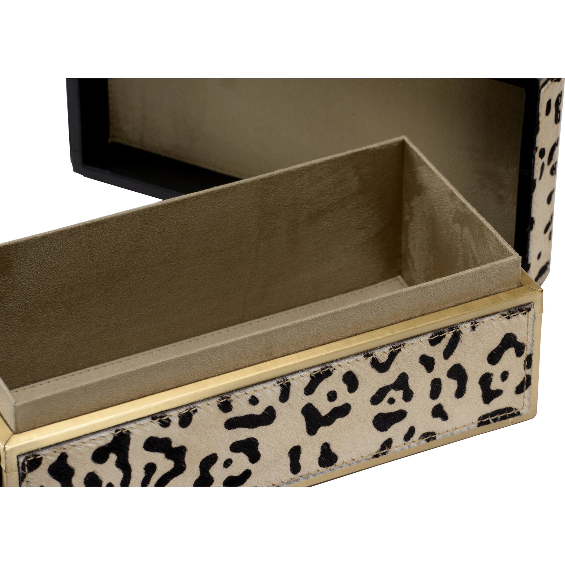 Boxed In by Wildwood. Made from hair on hide, metal in a modern style.