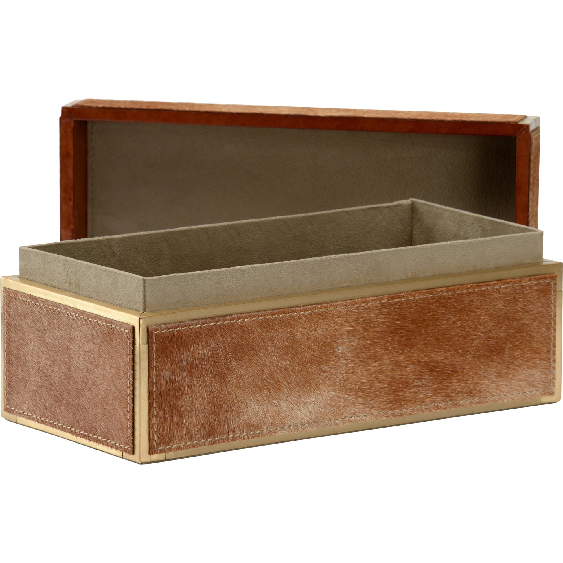 Boxed In by Wildwood. Made from hair on hide, metal in a modern style.