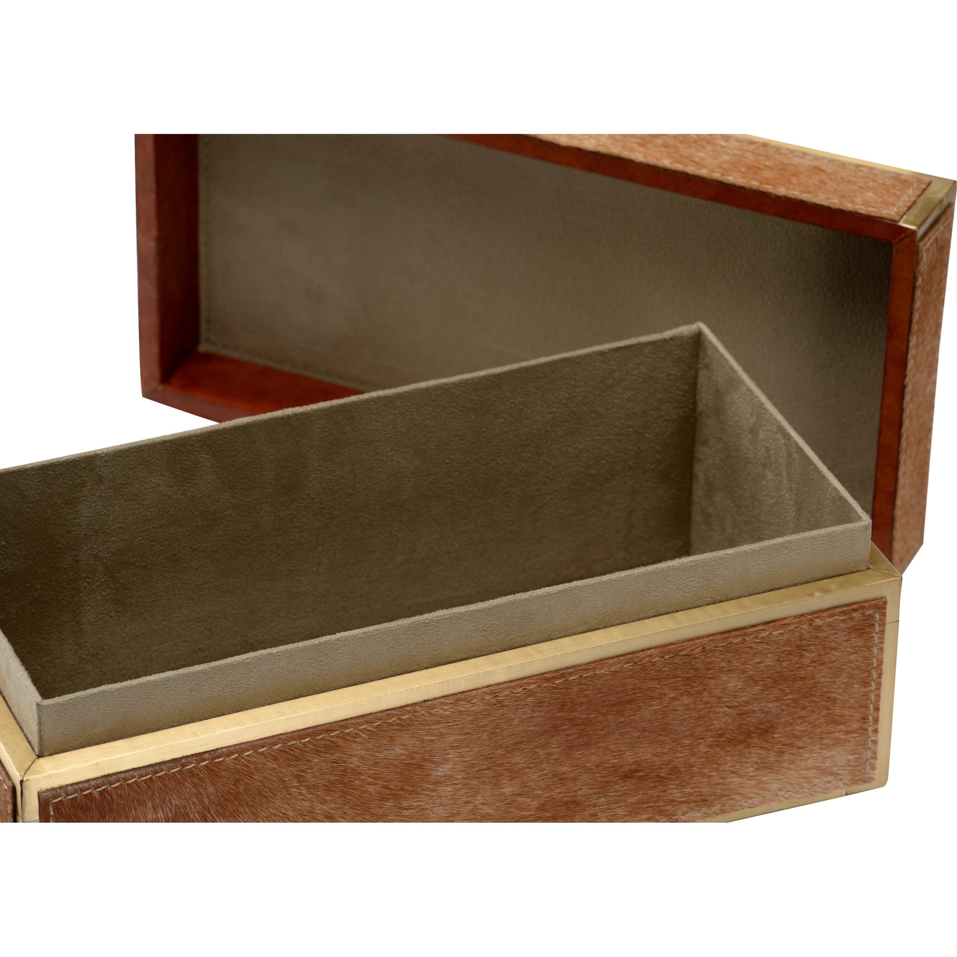 Boxed In by Wildwood. Made from hair on hide, metal in a modern style.