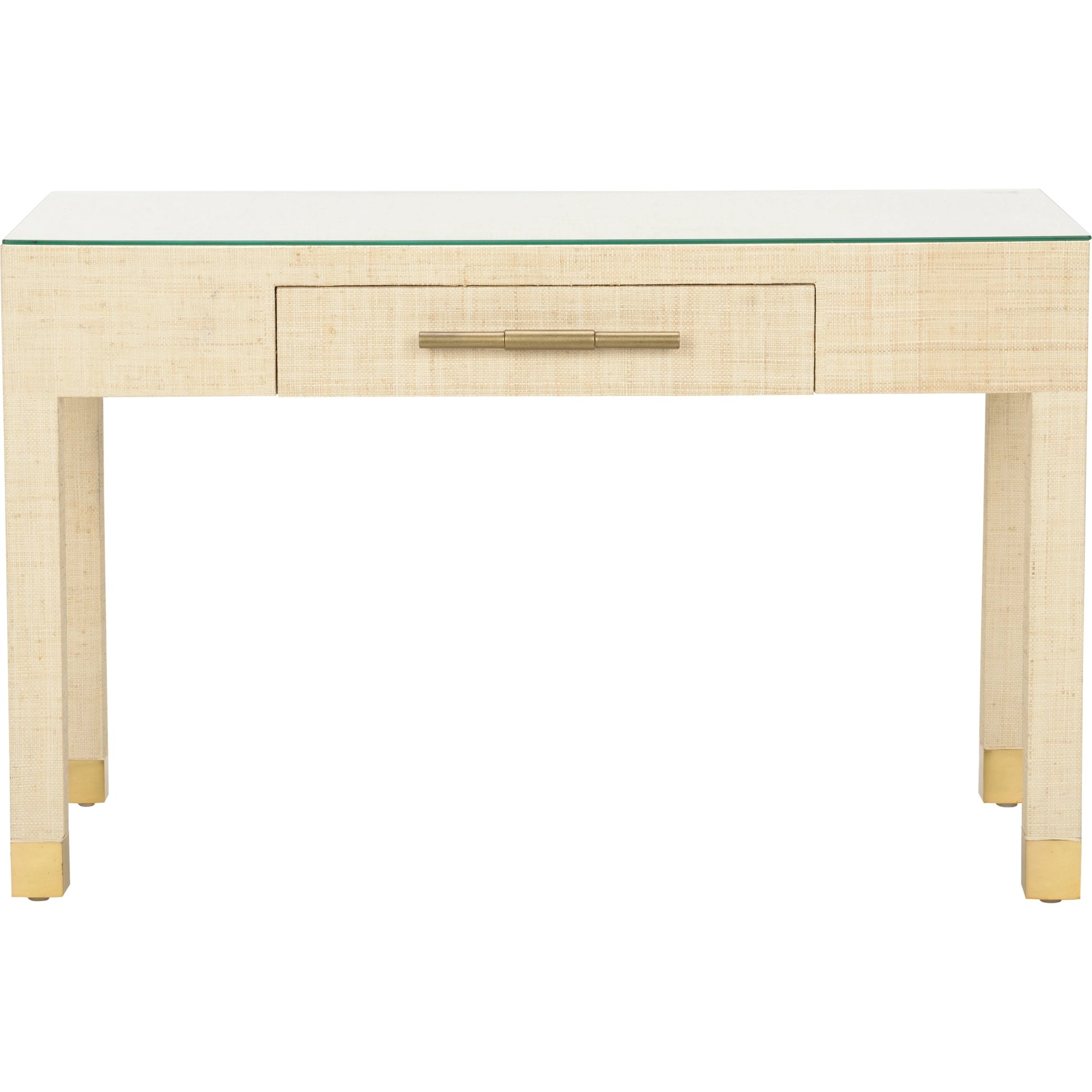 Console Table by Wildwood in natural, clear. Made from wood/saguran/glass in a modern style.