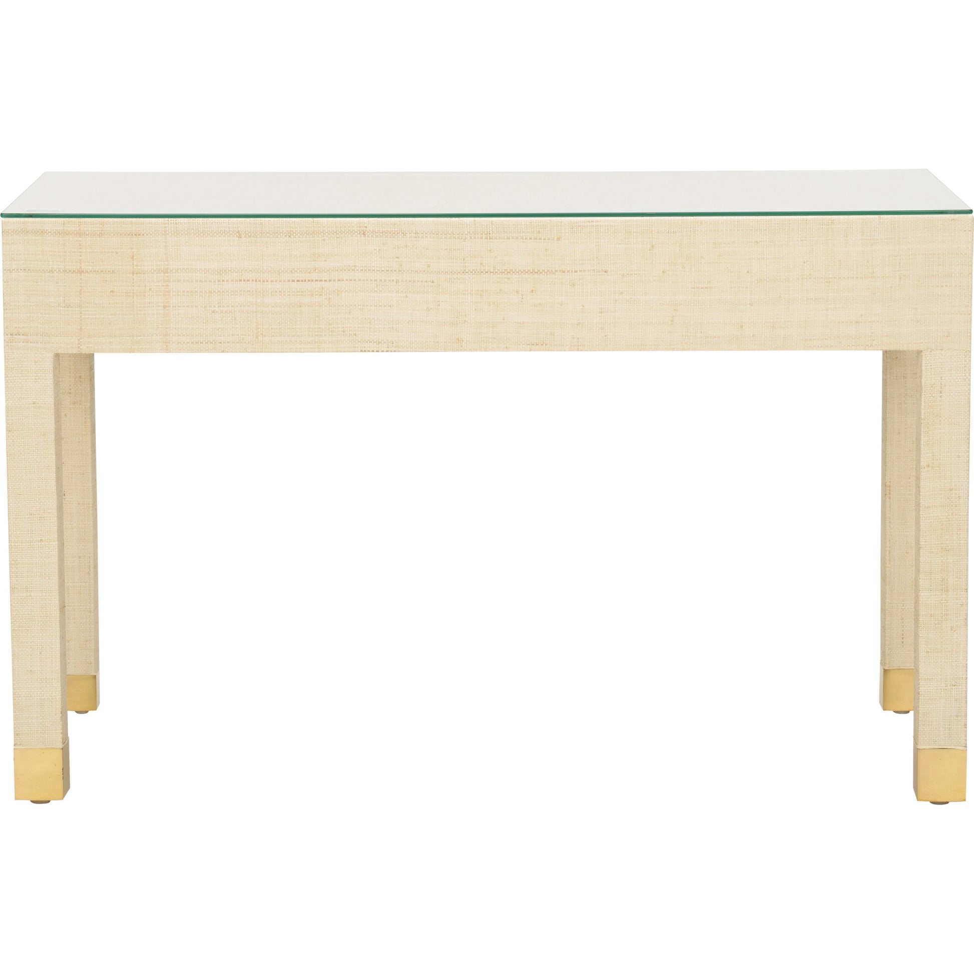 Console Table by Wildwood in natural, clear. Made from wood/saguran/glass in a modern style.