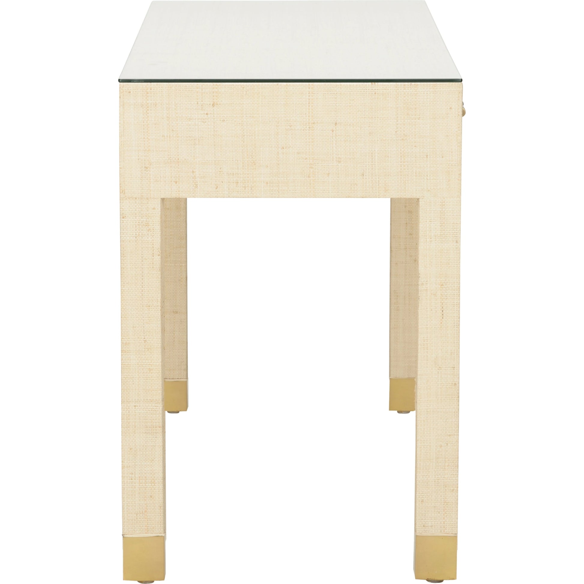 Console Table by Wildwood in natural, clear. Made from wood/saguran/glass in a modern style.