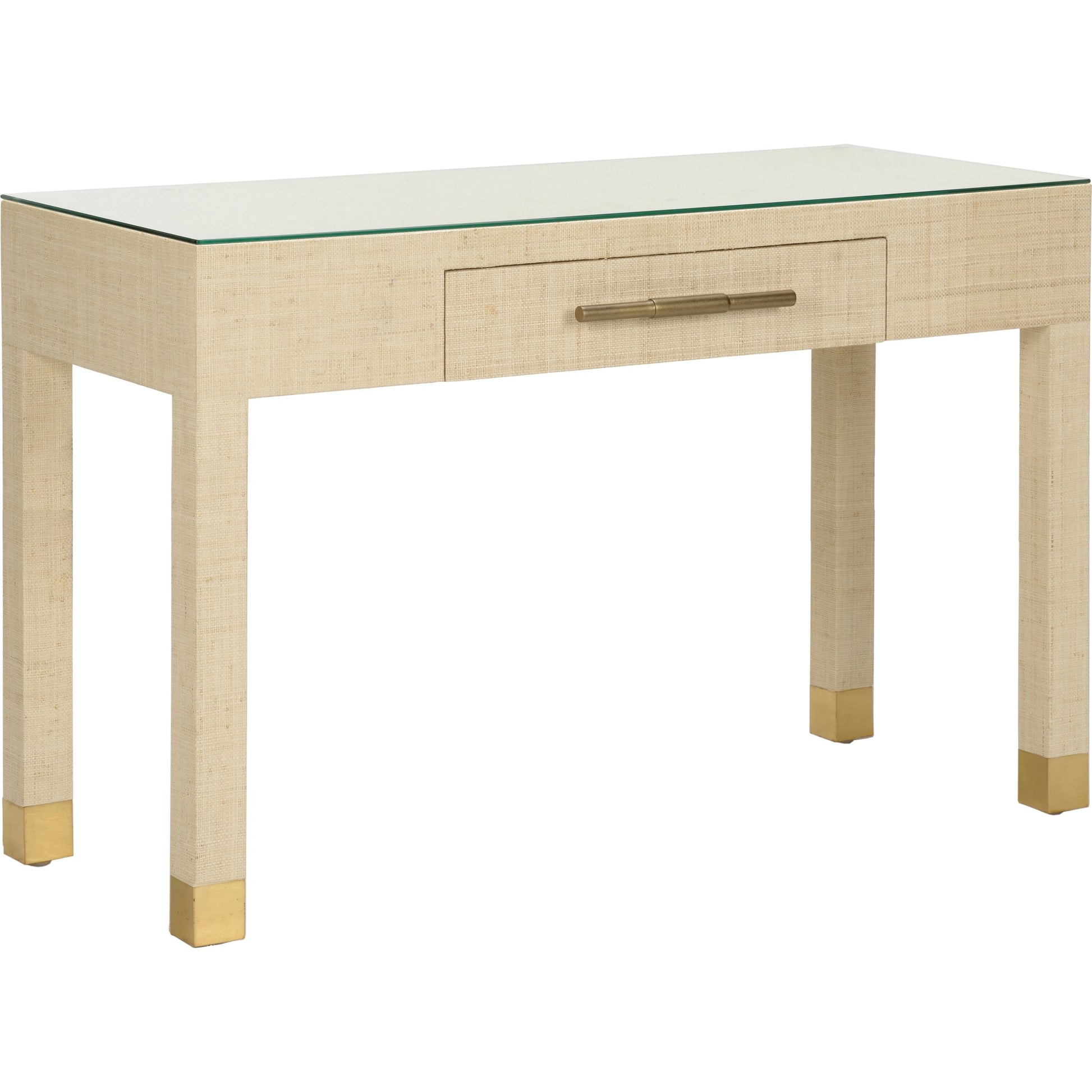 Console Table by Wildwood in natural, clear. Made from wood/saguran/glass in a modern style.