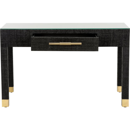 Console Table by Wildwood in natural, clear. Made from wood/saguran/glass in a modern style.