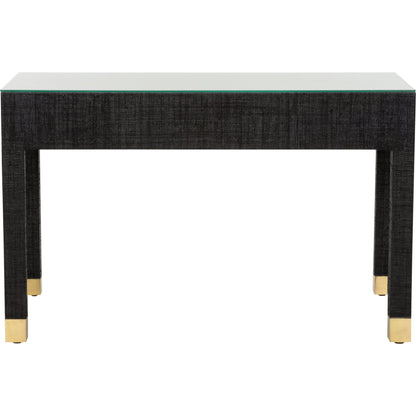 Console Table by Wildwood in natural, clear. Made from wood/saguran/glass in a modern style.