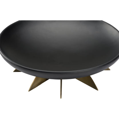 Tilling Bowl by Wildwood in matte black, brass. Made from ceramic, metal in a modern style.