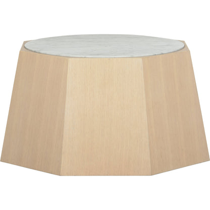Laurence Coffee Table by Wildwood in rift cut white oak, natural white. Made from oak, marble in a modern style.
