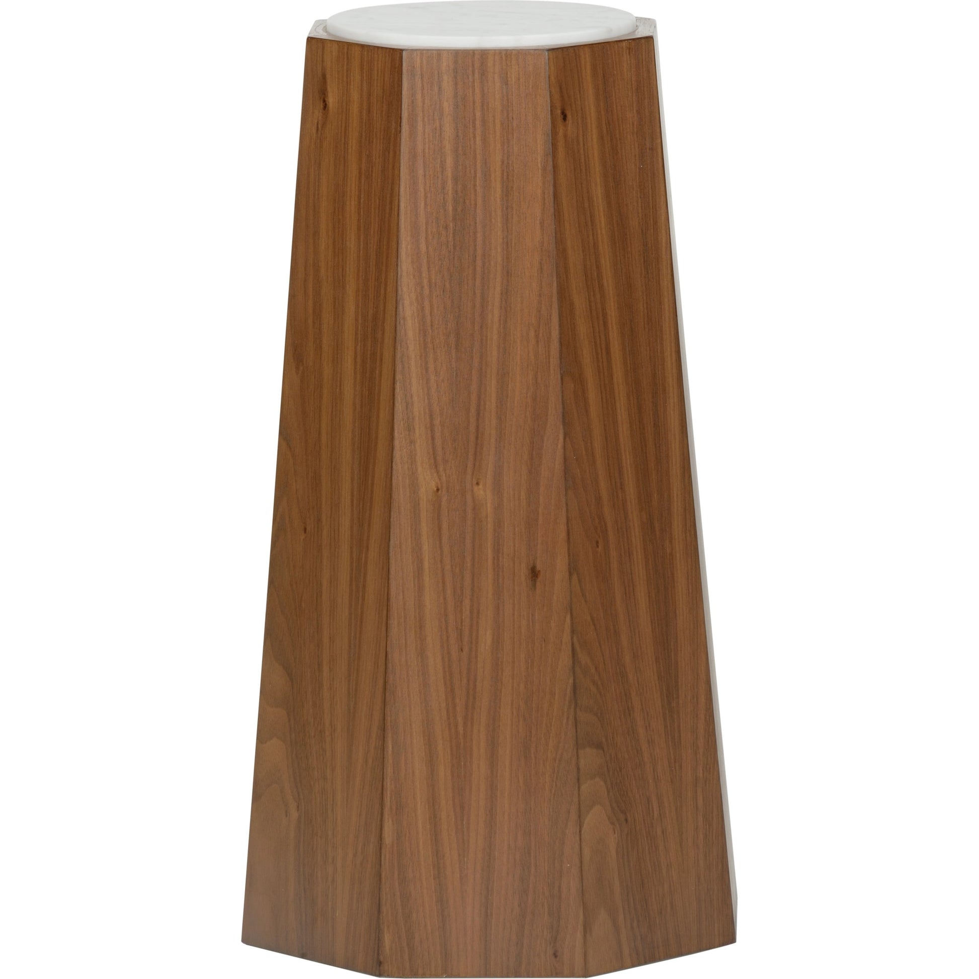 Laurence Accent Table by Wildwood in walnut, natural white. Made from wood/carrera marble in a modern style.