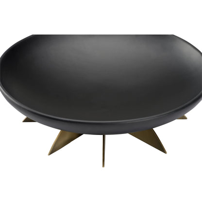 Tilling Bowl by Wildwood in matte black, brass. Made from ceramic, metal in a modern style.