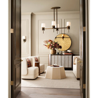 Laurence Inverted Coffee Table by Wildwood in rift cut white oak, natural white. Made from oak, marble in a modern style.