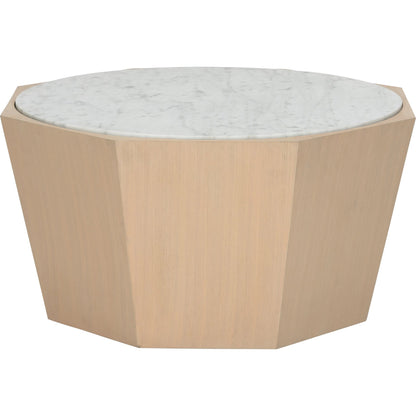 Laurence Inverted Coffee Table by Wildwood in rift cut white oak, natural white. Made from oak, marble in a modern style.