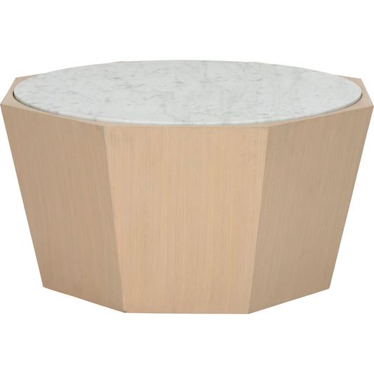 Laurence Inverted Coffee Table by Wildwood in rift cut white oak, natural white. Made from oak, marble in a modern style.