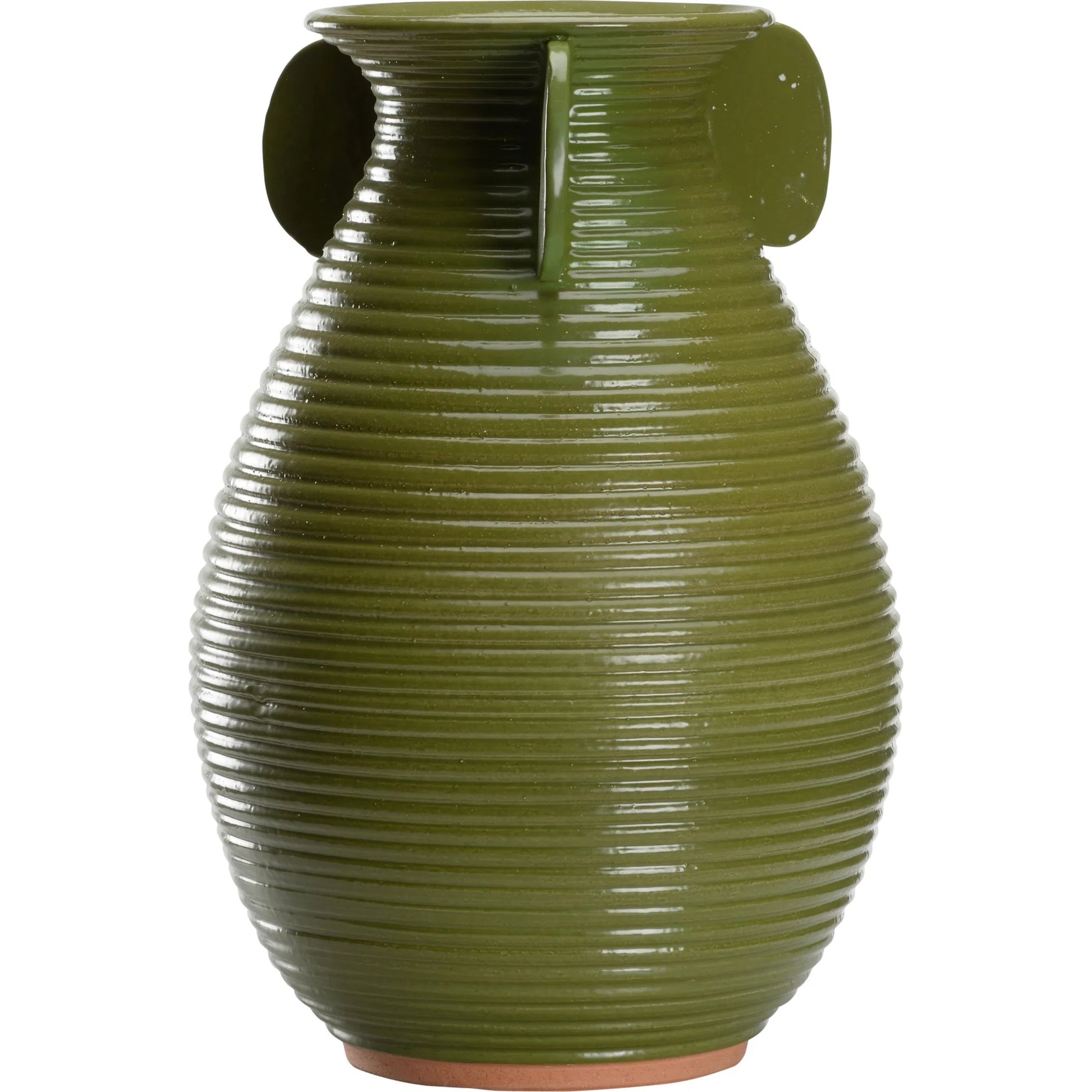 June Vase by Wildwood in green semi-matte glaze, terra cotta. Made from unique in a eclectic & global style.