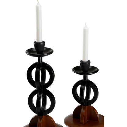 Kate Candlesticks (Set of 2) by Wildwood in black, brown and walnut, black lacquer. Made from unique in a modern style.