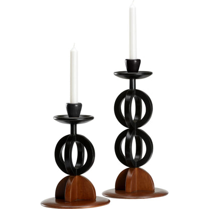 Kate Candlesticks (Set of 2) by Wildwood in black, brown and walnut, black lacquer. Made from unique in a modern style.
