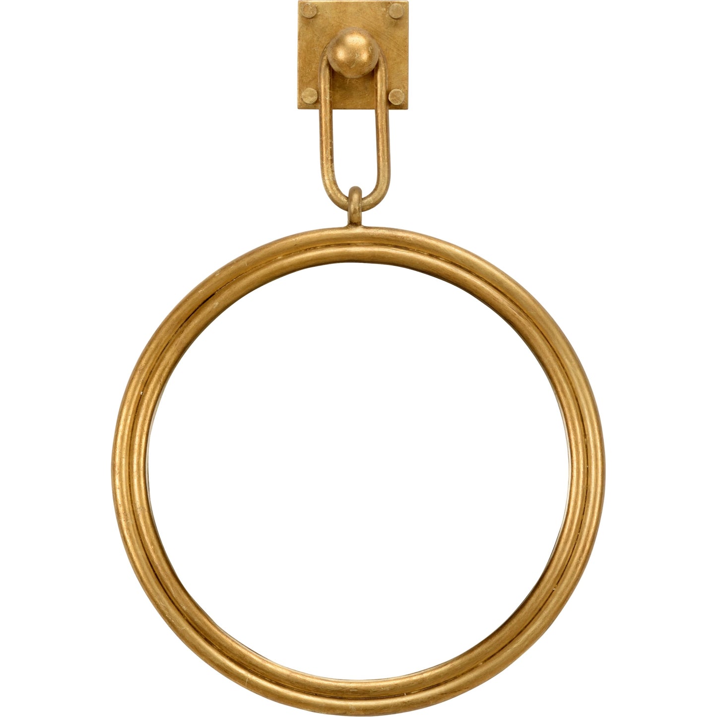 001 SR-384505 | Primary Silo | Lucia Round Mirror by Wildwood in antique gold leaf, clear, beveled. Made from iron in a transitional style.