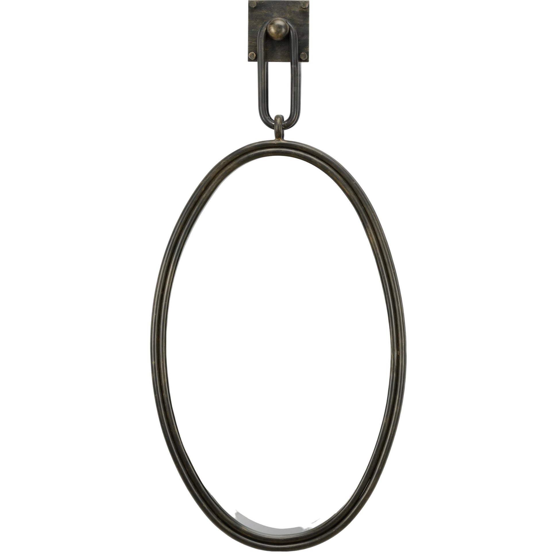 Tobago Oval Bronze Wall Mirror by Wildwood in bronze, beveled, clear. Made from iron, mirror in a transitional style.