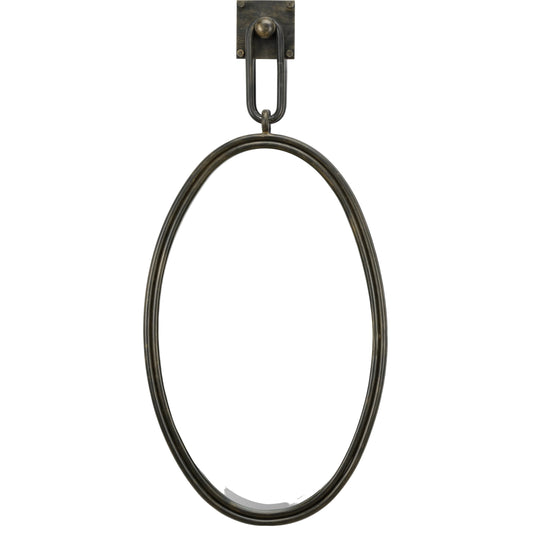 Tobago Oval Bronze Wall Mirror by Frederick Cooper in brown. Made from iron, mirror in a transitional style.