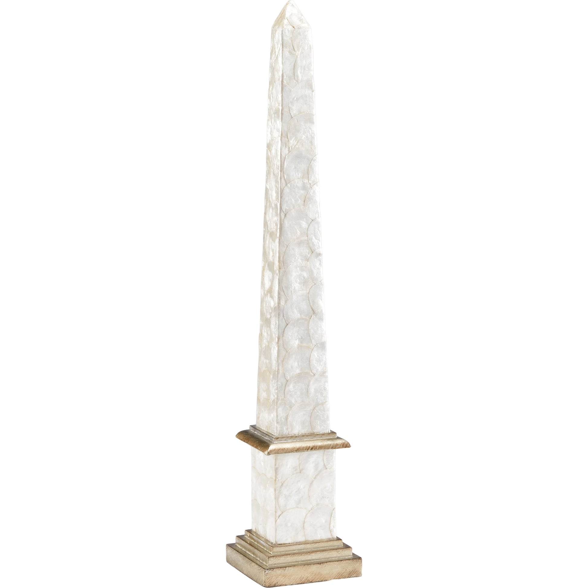 Pearl Pylon by Wildwood in natural capiz, antique gold. Made from shell in a transitional style.