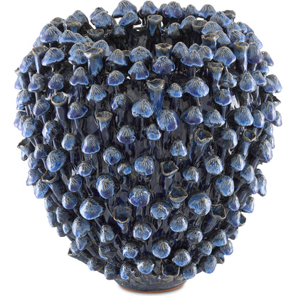 Manitapi Blue Vase by Currey and Company in blue. Made from ceramic in a coastal style.