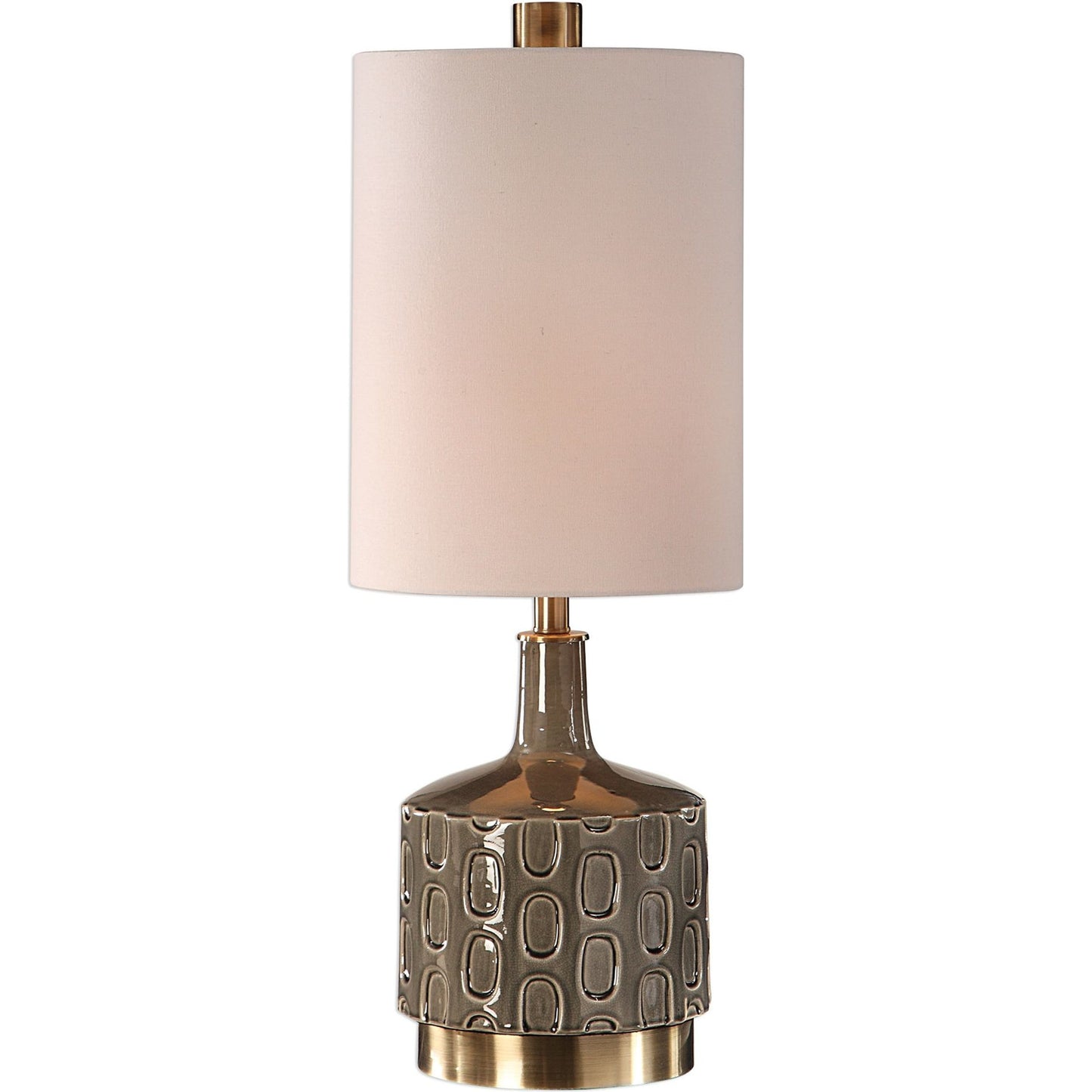 000 S-343791 | Primary Silo | Darrin Table Lamp by Uttermost in gray. Made from ceramic, metal, fabric in a modern style.