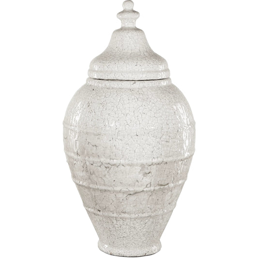 Virginal Jar by Currey and Company in antique white. Made from terracotta in a modern style.