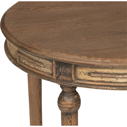 French Tea Table by Sarreid Ltd. in brown and warm brown pine finish. Made from pine in a traditional style.