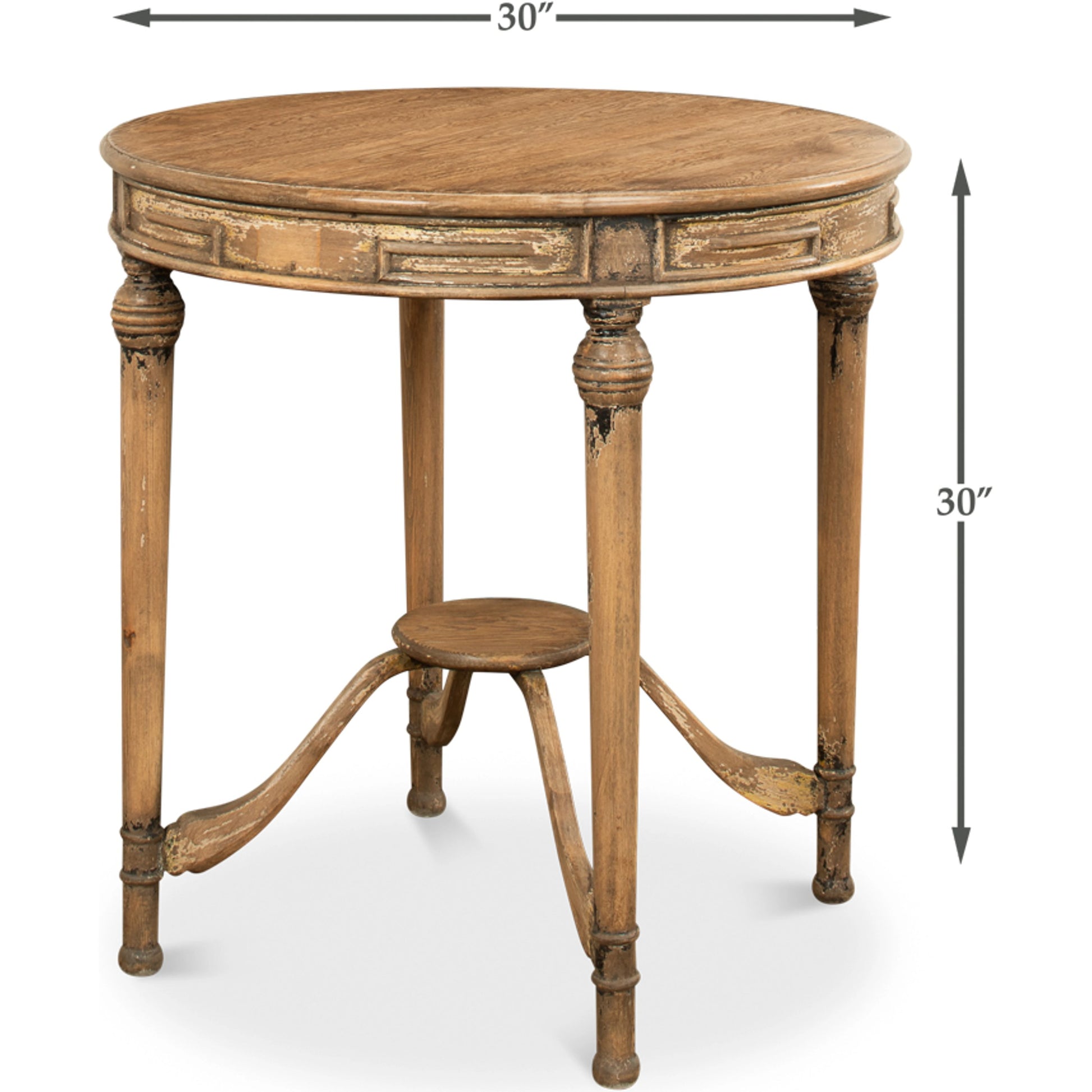 French Tea Table by Sarreid Ltd. in brown and warm brown pine finish. Made from pine in a traditional style.