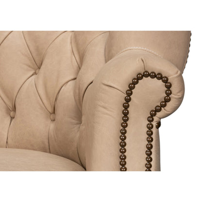 Welsh Cappuccion Leather Chair by Sarreid Ltd. in cappuccino leather, wood. Made from unique in a unique style.