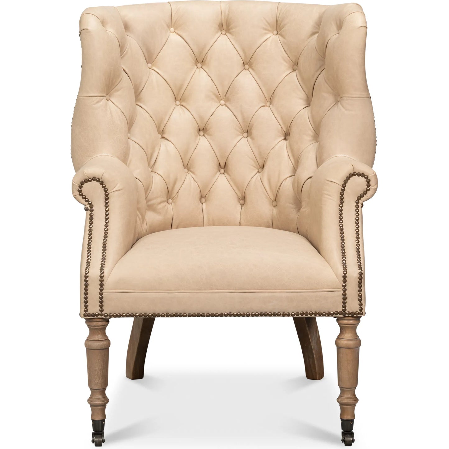 008 SI-2531089 | Additional Silo | Welsh Cappuccion Leather Chair by Sarreid Ltd. in cappuccino leather, wood. Made from unique in a unique style.
