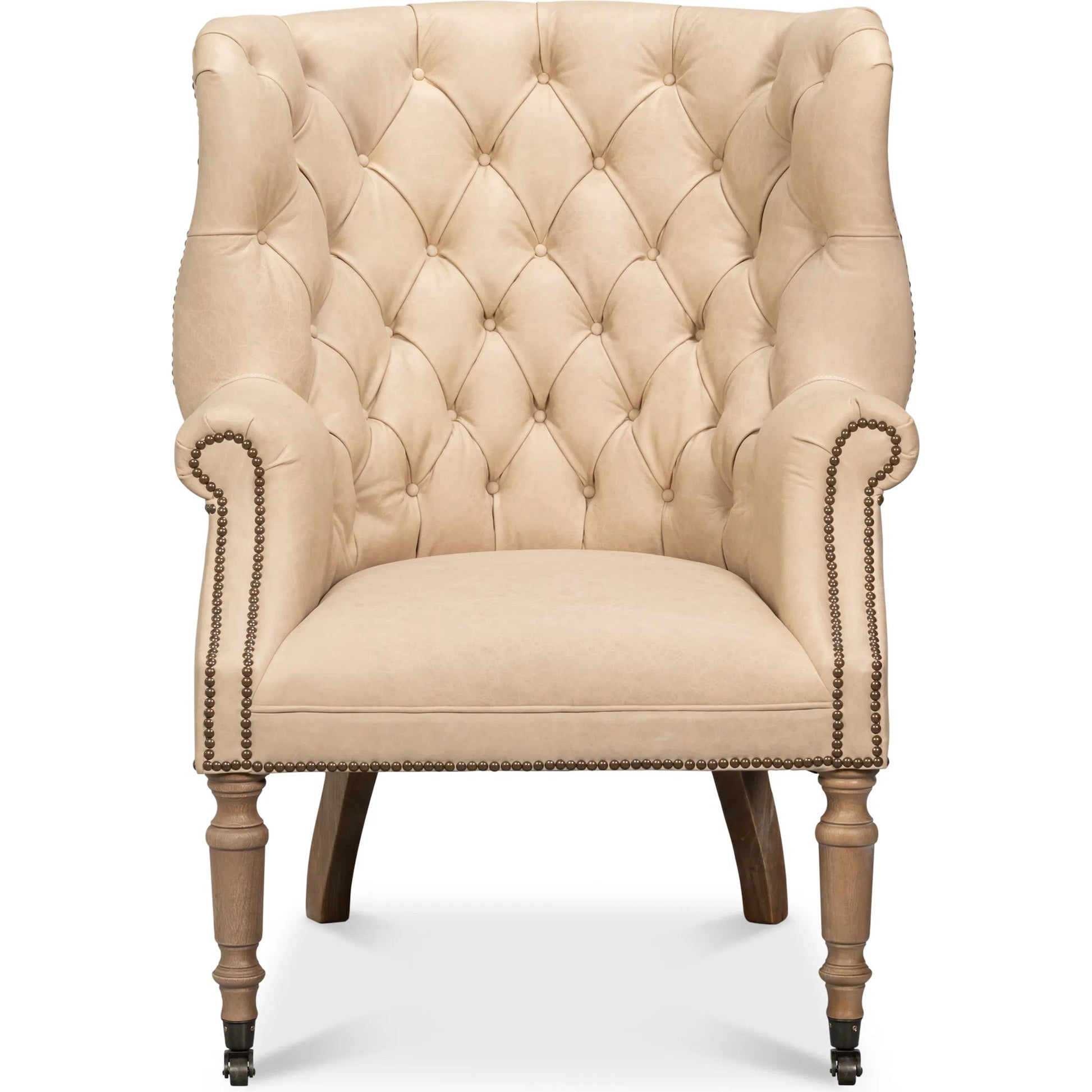 Welsh Cappuccion Leather Chair by Sarreid Ltd. in cappuccino leather, wood. Made from unique in a unique style.