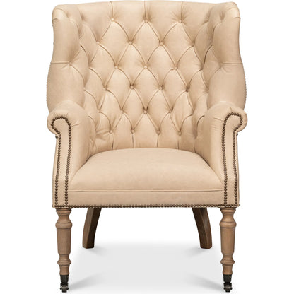 Welsh Cappuccion Leather Chair by Sarreid Ltd. in cappuccino leather, wood. Made from unique in a unique style.