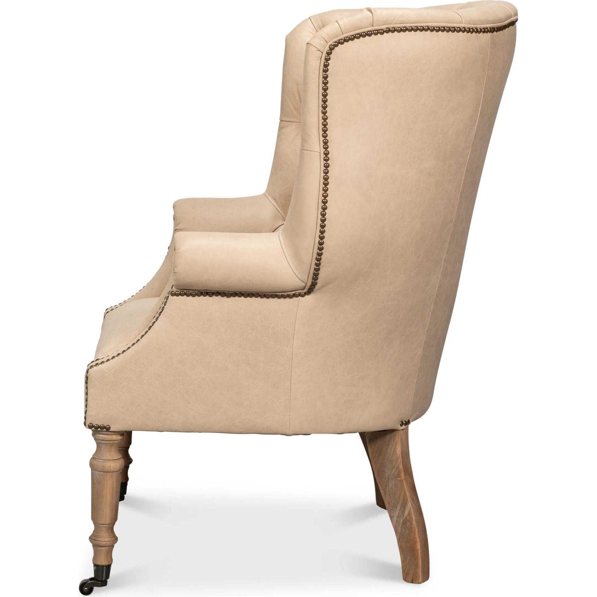 Welsh Cappuccion Leather Chair by Sarreid Ltd. in cappuccino leather, wood. Made from unique in a unique style.