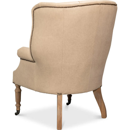 Welsh Cappuccion Leather Chair by Sarreid Ltd. in cappuccino leather, wood. Made from unique in a unique style.