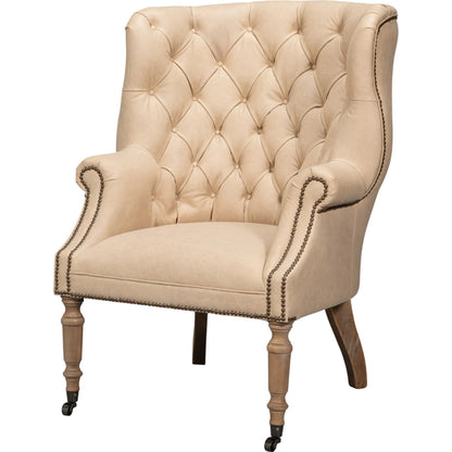 Welsh Cappuccion Leather Chair by Sarreid Ltd. in cappuccino leather, wood. Made from unique in a unique style.