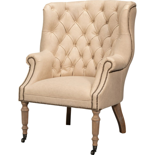 Welsh Cappuccion Leather Chair by Sarreid Ltd. in cappuccino leather, wood. Made from unique in a unique style.