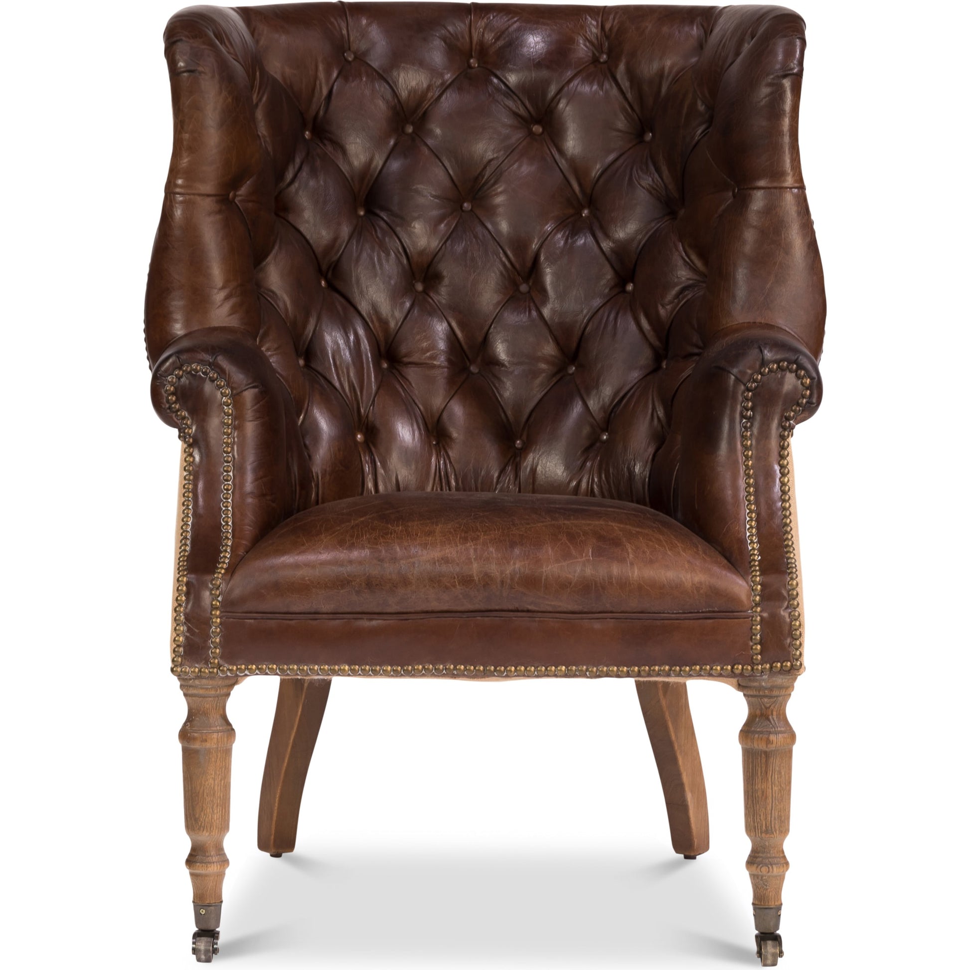 Welsh Leather & Jute Chair by Sarreid Ltd. in brown. Made from wood, leather in a rustic style.