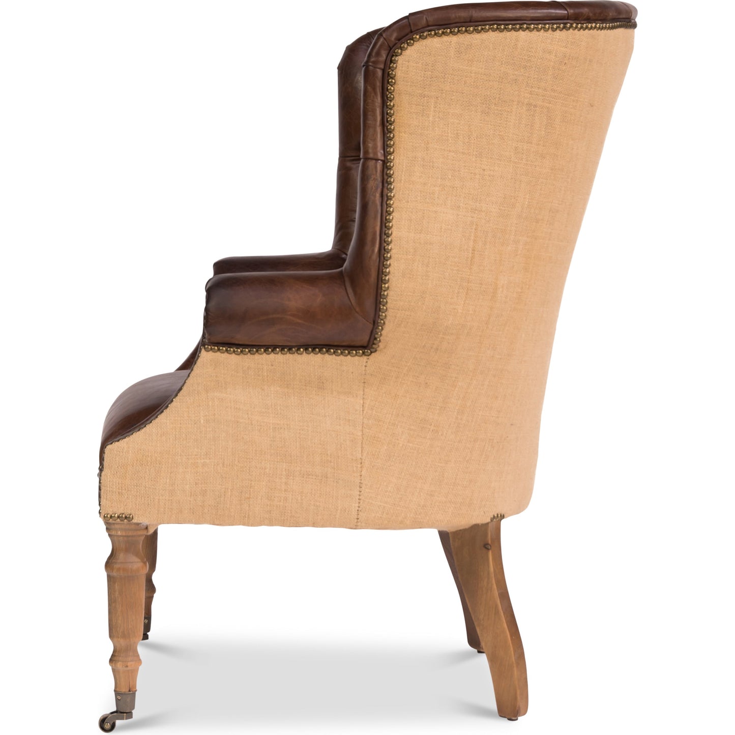 003 SR-858285 | Additional Silo | Welsh Leather & Jute Chair by Sarreid Ltd. in brown. Made from wood, leather in a rustic style.
