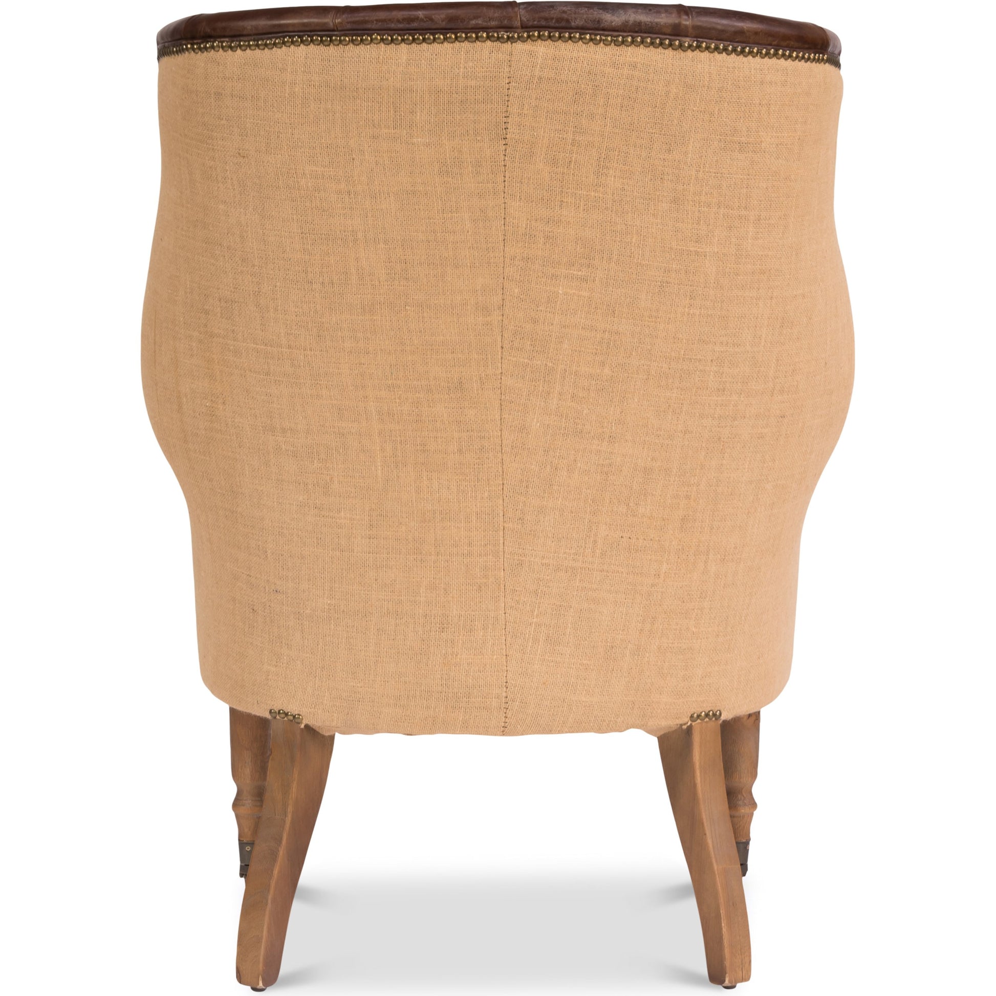 Welsh Leather & Jute Chair by Sarreid Ltd. in brown. Made from wood, leather in a rustic style.