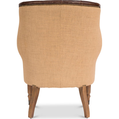 Welsh Leather & Jute Chair by Sarreid Ltd. in brown. Made from wood, leather in a rustic style.