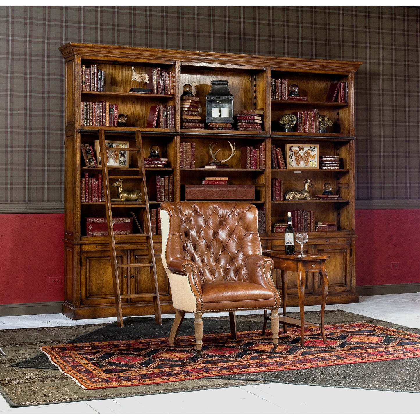 007 SR-858285 | Lifestyle | Welsh Leather & Jute Chair by Sarreid Ltd. in brown. Made from wood, leather in a rustic style.