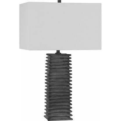 Sanderson Table Lamp by Uttermost in charcoal. Made from ceramic, steel, fabric in a rustic style.
